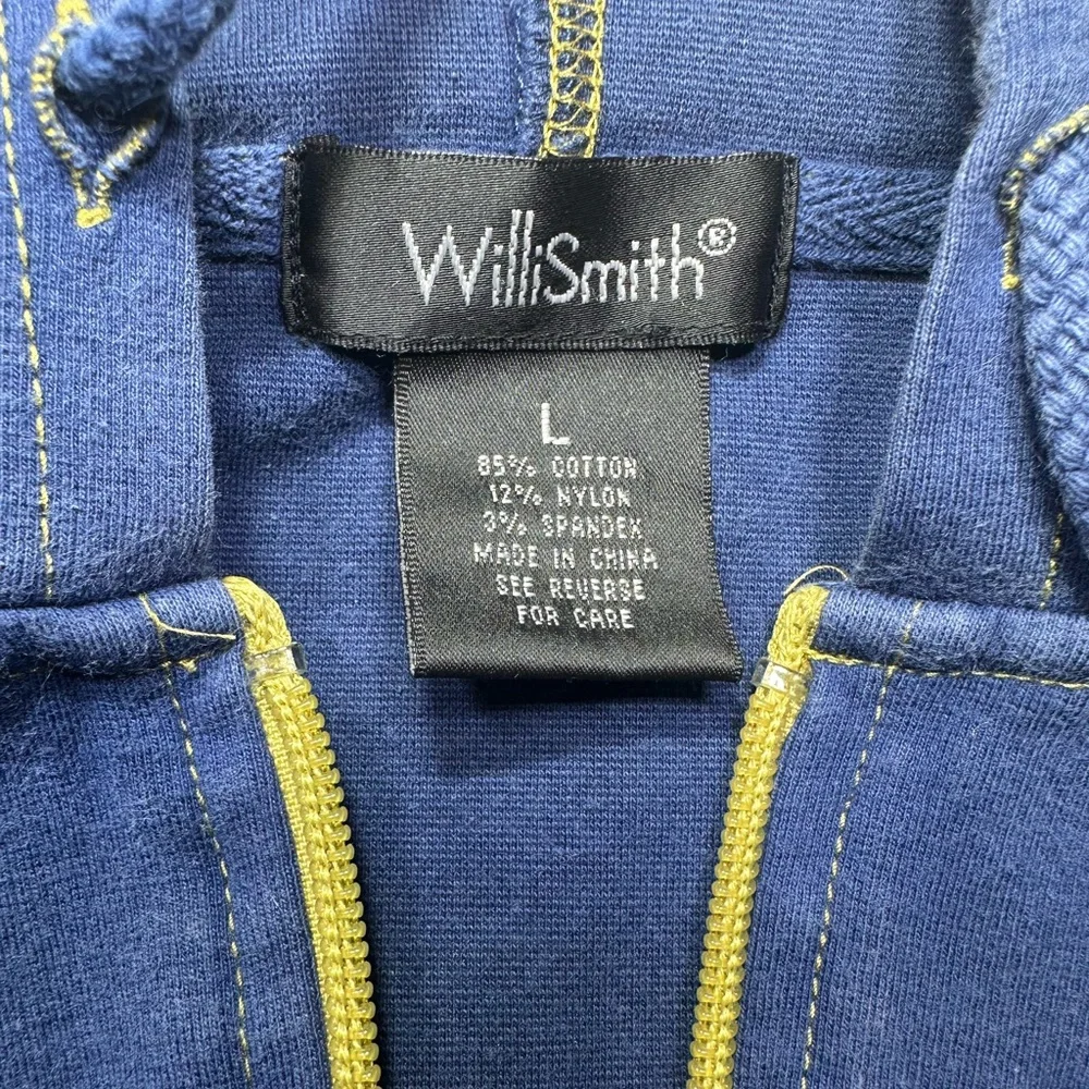 Willi Smith Vintage 90s Navy Hoodie with Yellow Trim women’s Medium #y2k - Picture 5 of 5